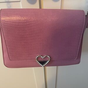 Betsey Johnson Pink Crossbody Bag with Heart Accent
